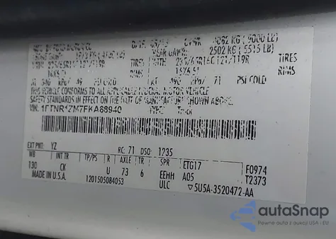 2015 Ford Transit-250 z USA, uszkodzony, nr VIN 1FTNR1ZM7FKA88940